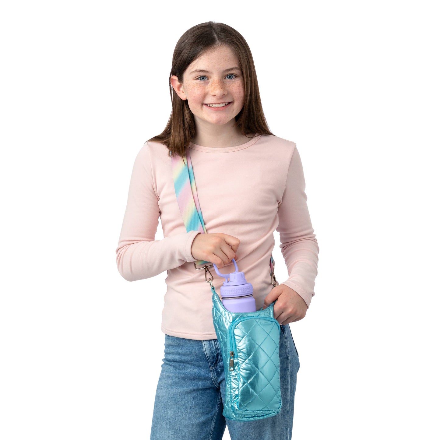 Black Water Bottle Bag Crossbody Hydro Puffer Tote