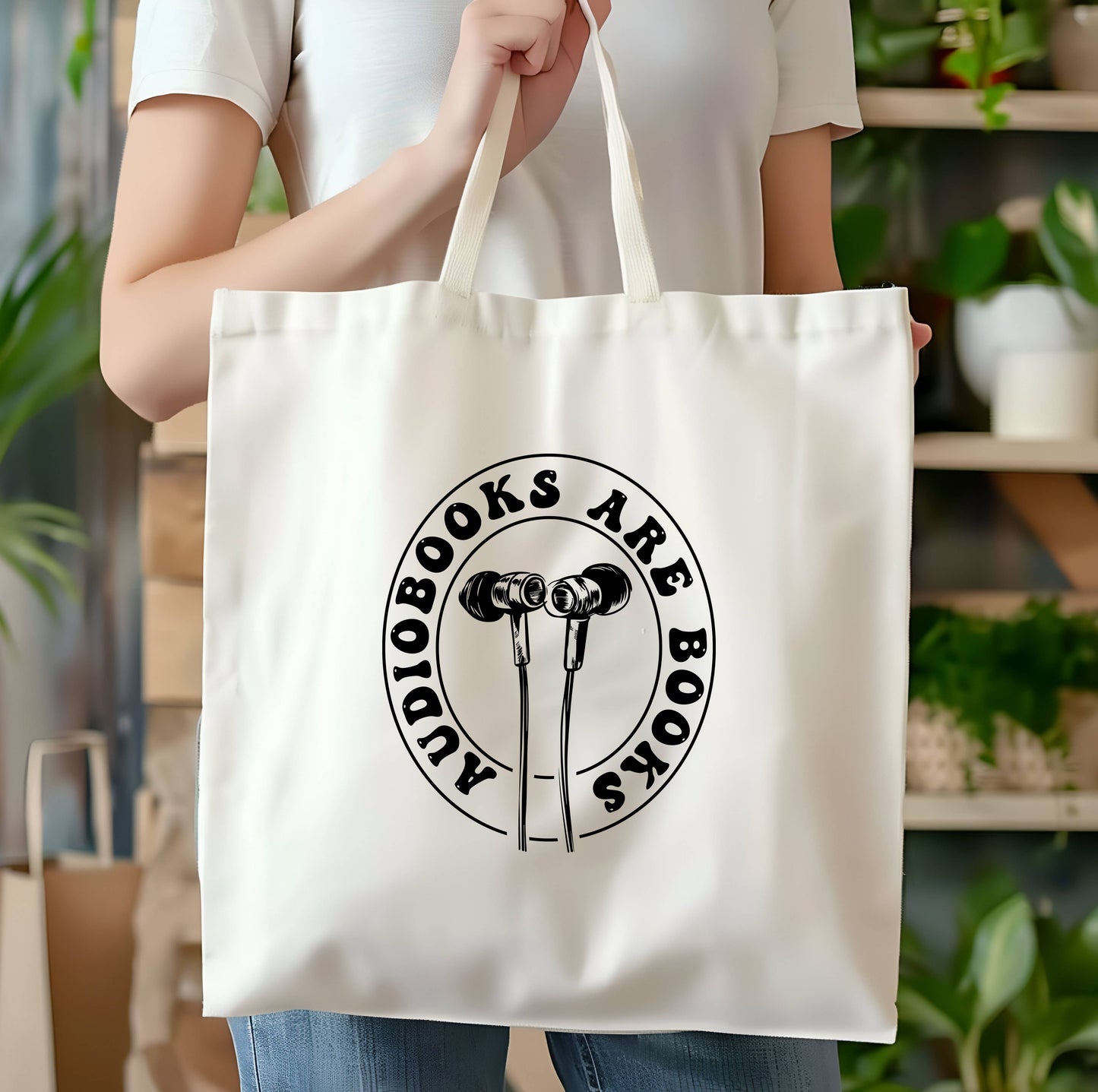 AUDIO BOOK LOVER 100% cotton tote bag