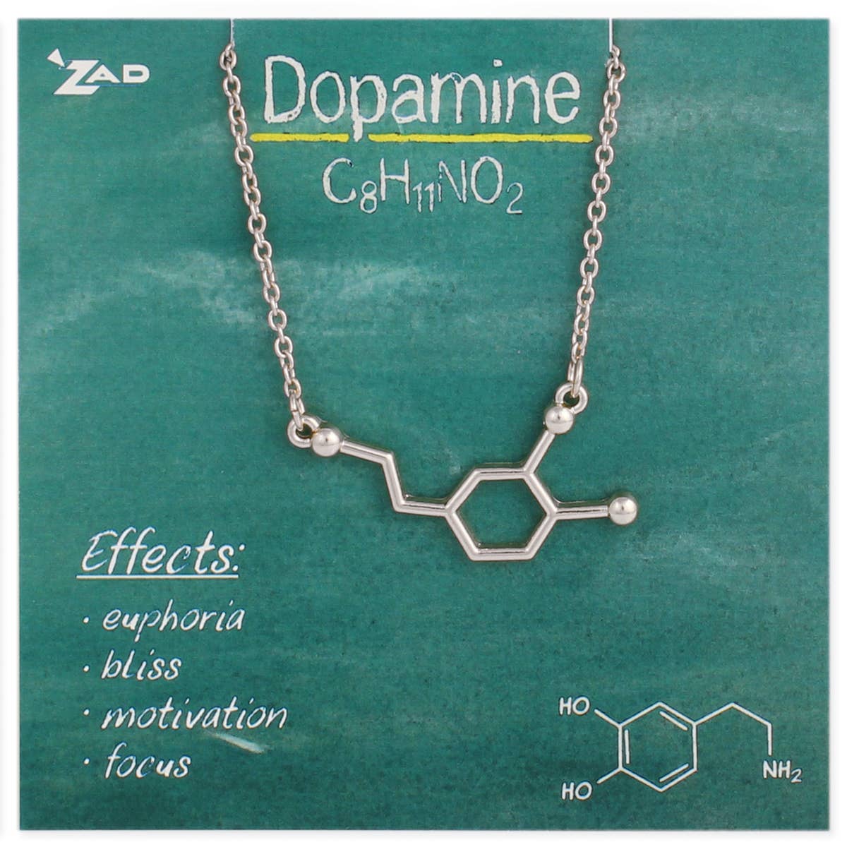 Chemical Reactions Dopamine Molecule Necklace