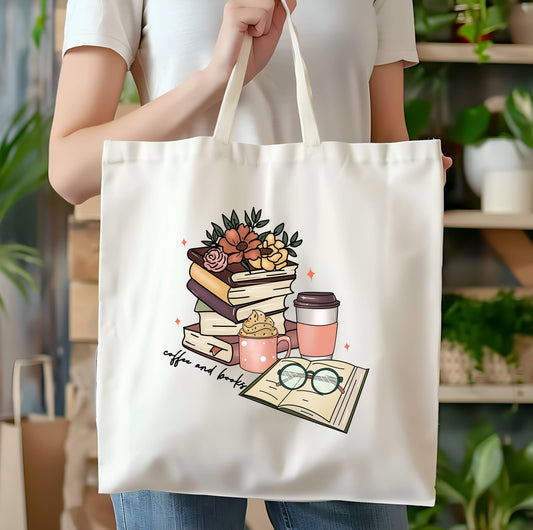 BOOKS & COFFEE **THICK** 100% cotton tote bag