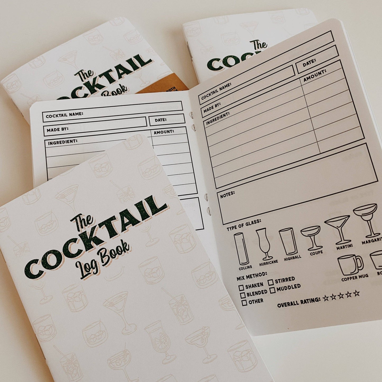 Cocktail Log Book - Two 20-page books - Record your Recipes