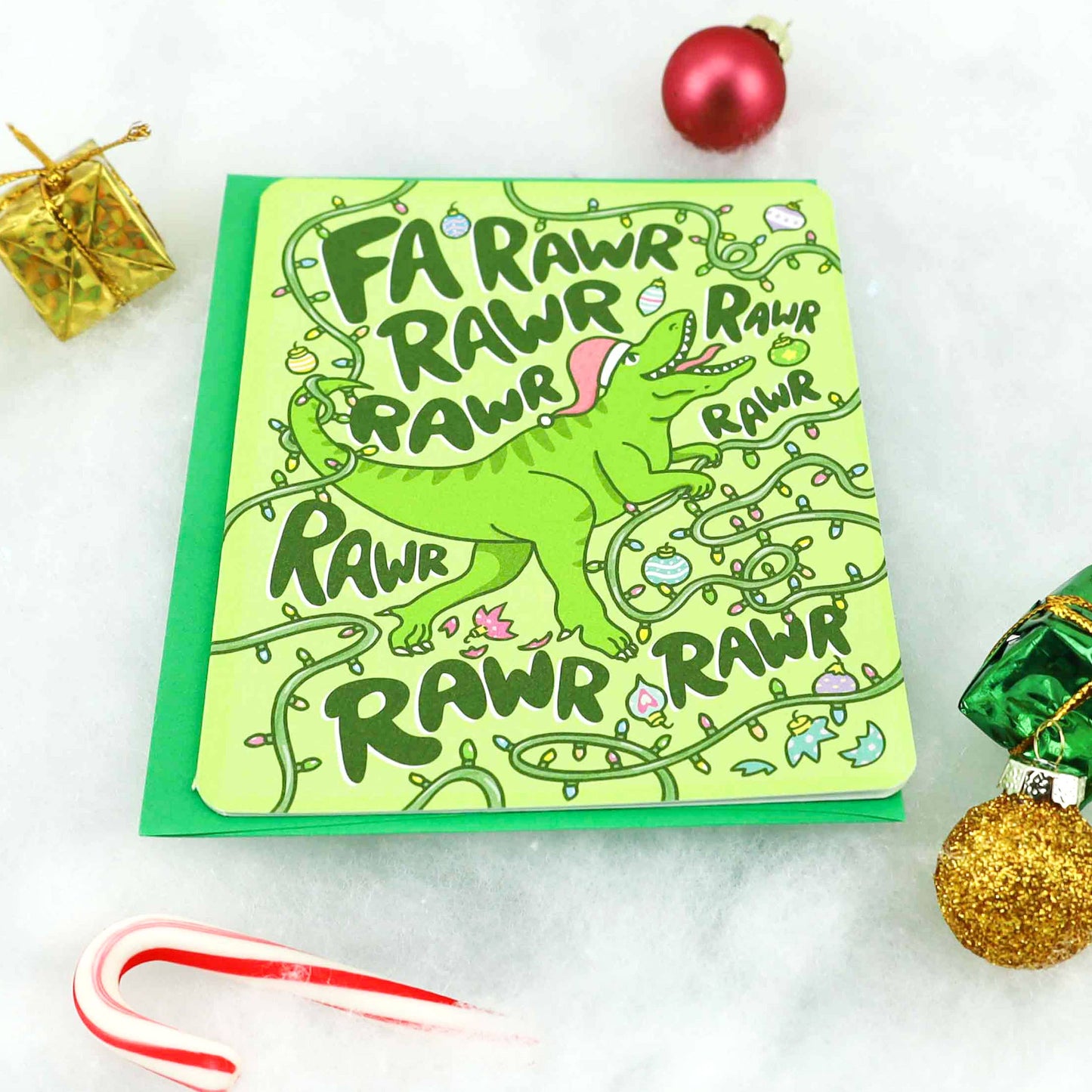 Fa Rawr Dinosaur Christmas Holiday Card