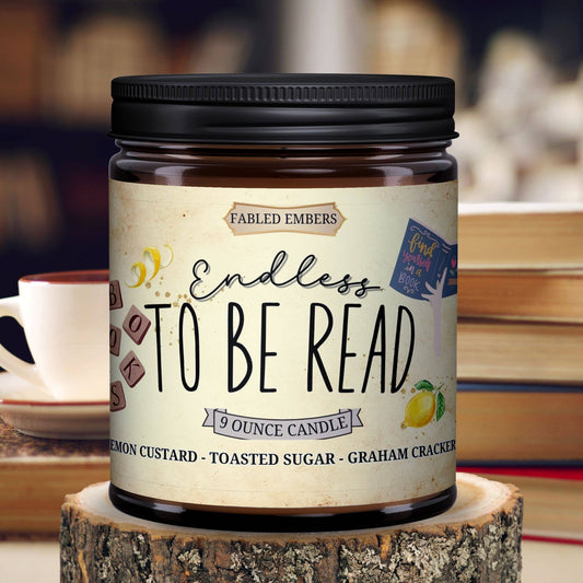 ENDLESS TO BE READ book lovers lemon square scented candle