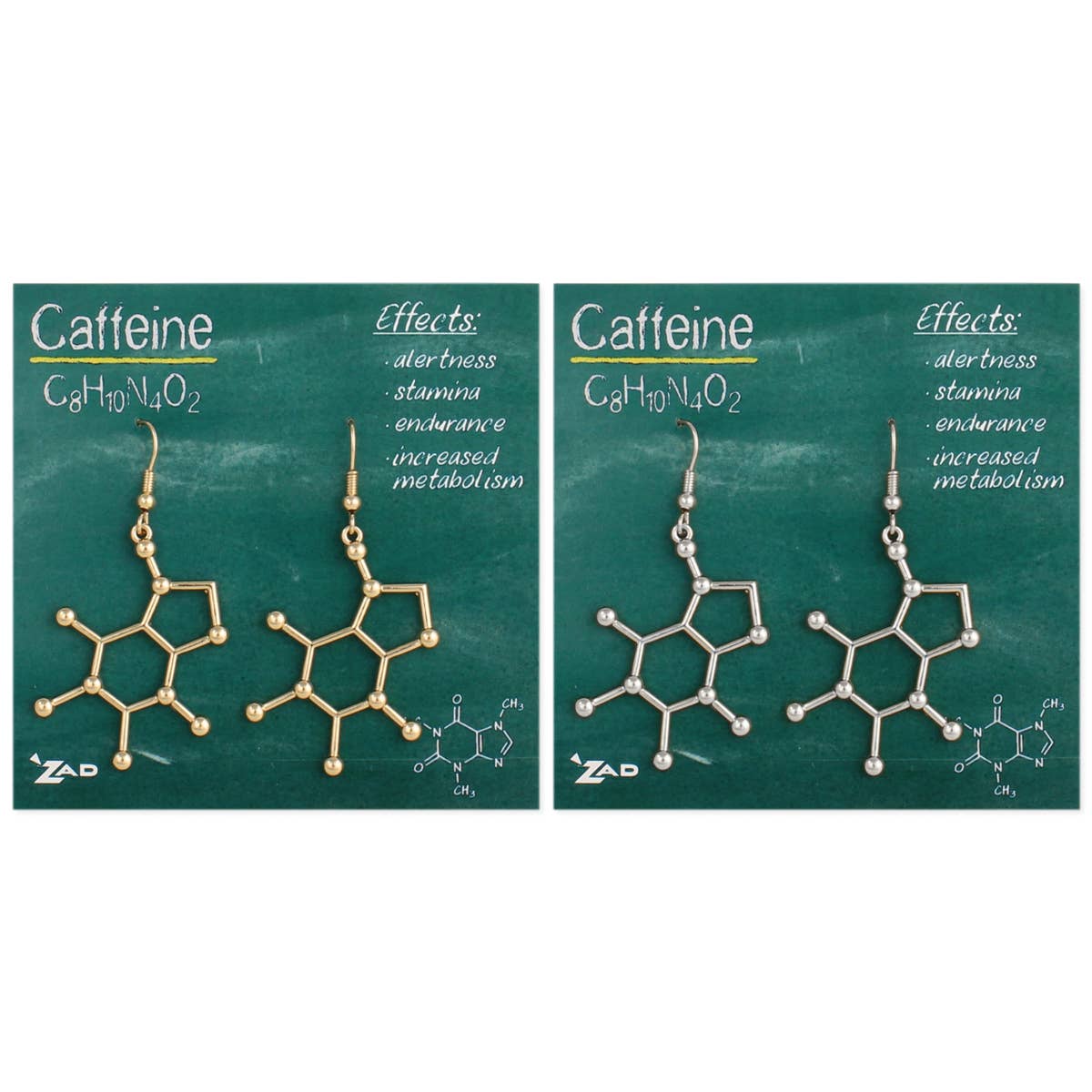 Chemical Reaction Caffeine Molecule Earrings