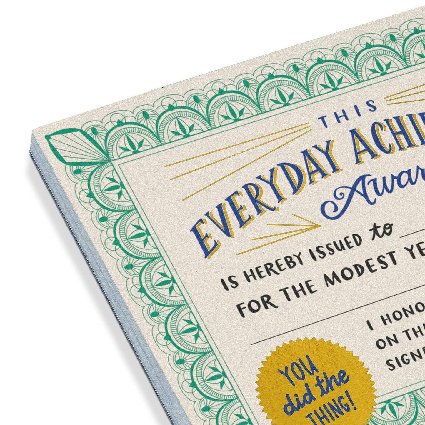 Everyday Achievement Certificate Notepad (Refresh)