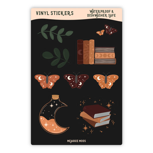 Burgundy Books Waterproof Vinyl Sticker Sheet