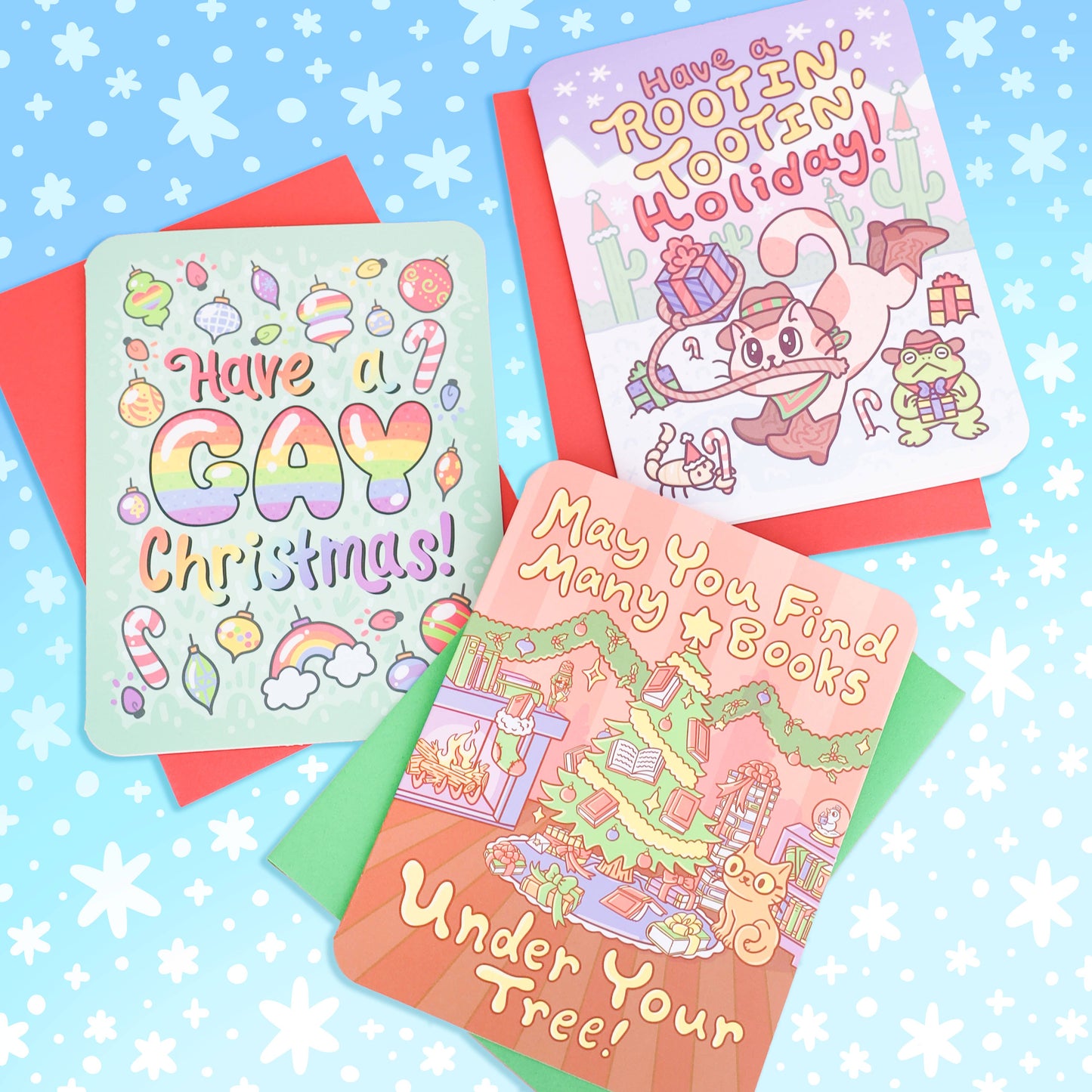 Books Under Your Tree, Christmas, Reader, Card with Envelope